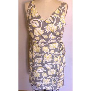 Boden Potifino Faux Wrap Linen Floral Print Sleeveless Dress Size 12 R NWT